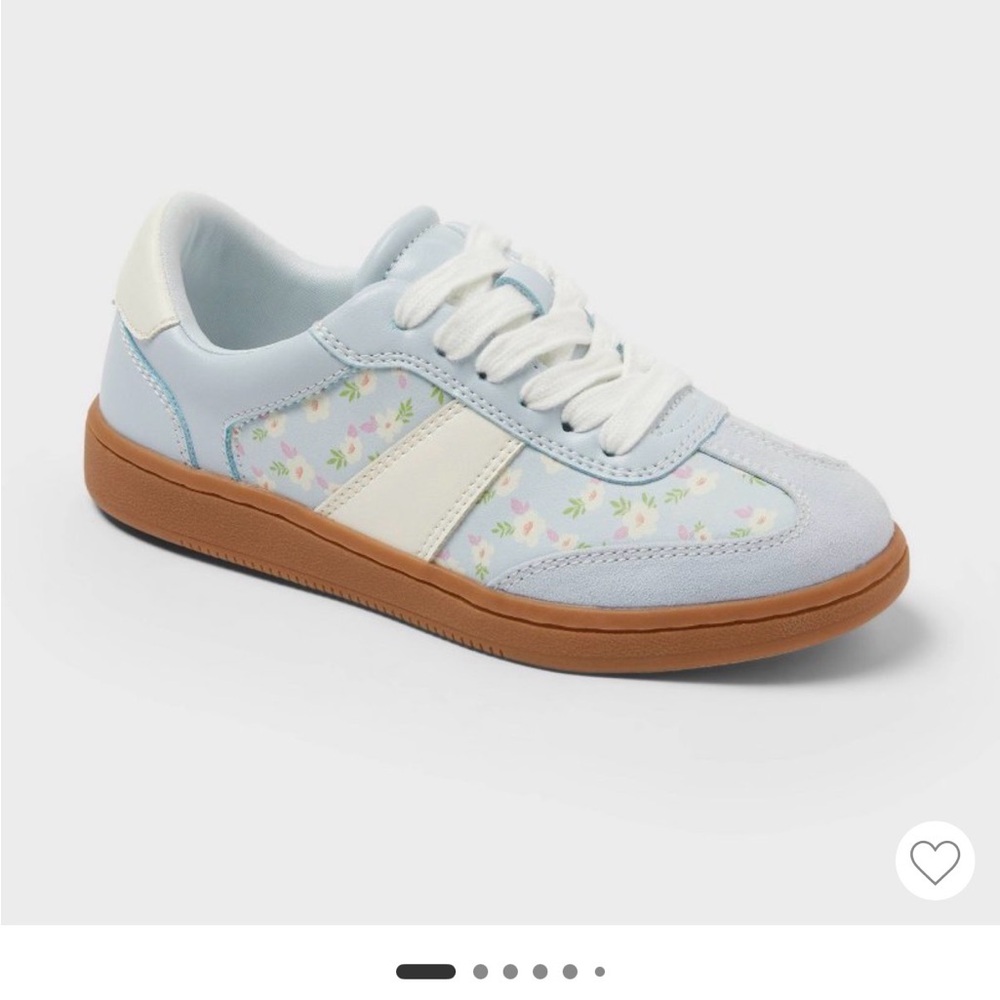 art class Light Blue Floral Accent Kids Sneakers